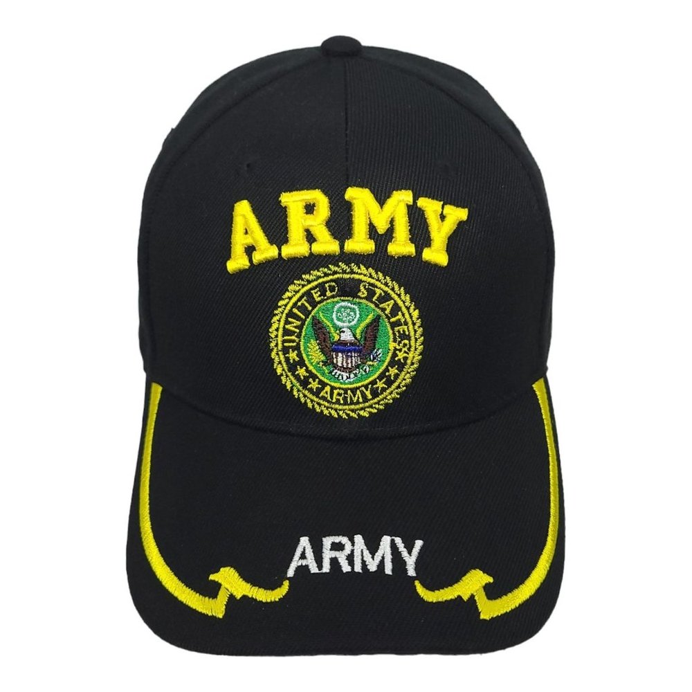 United States Army Strapback Cap Trucker Baseball Hat Eagle Embroidered Black
